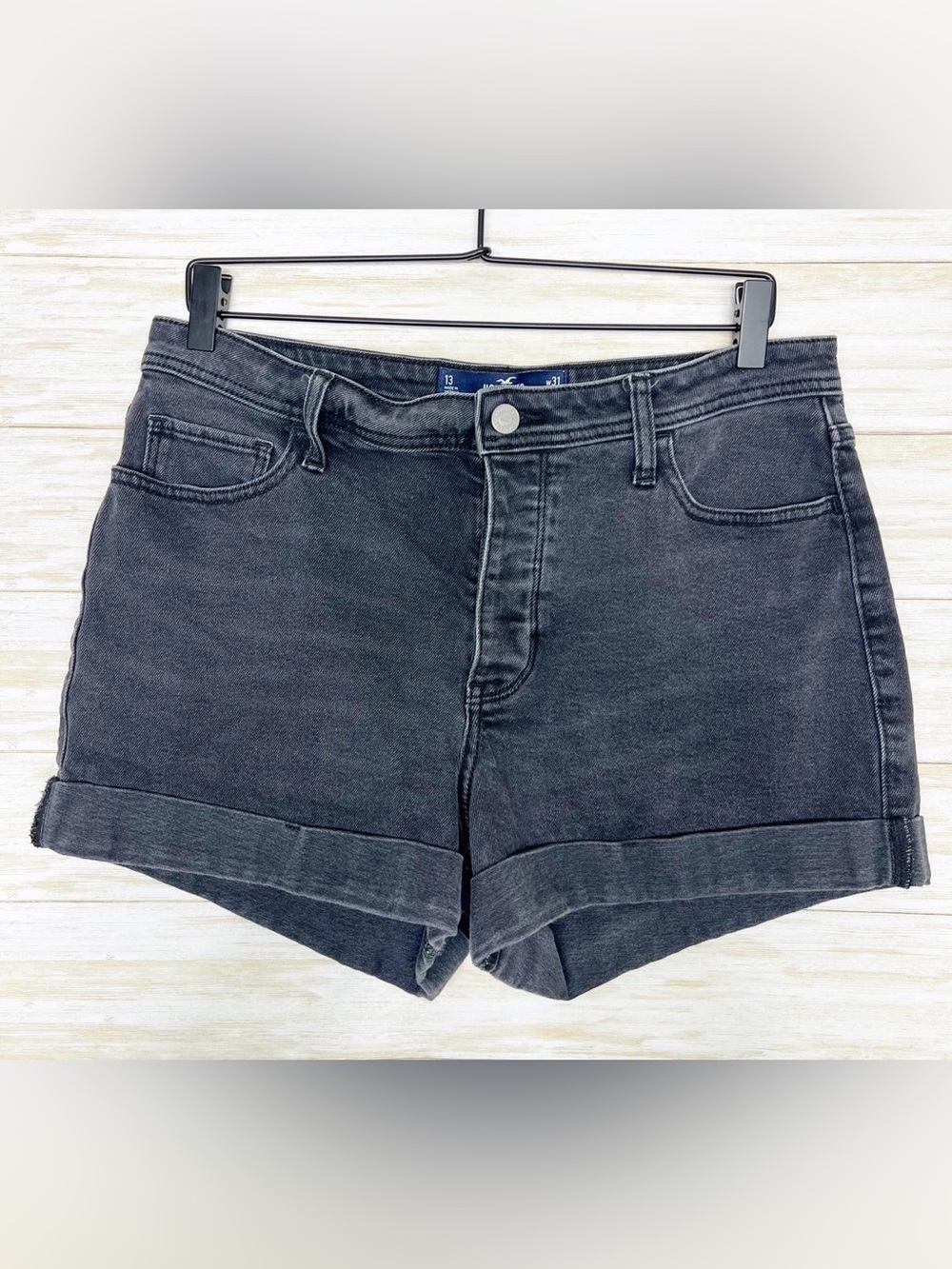 Hollister Denim High-Rise Cuffed Shorts